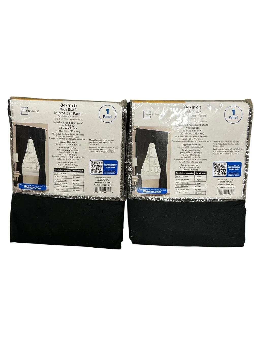 Mainstays 84” Rich Black Microfiber Panel NWT 1 panel in each pkg